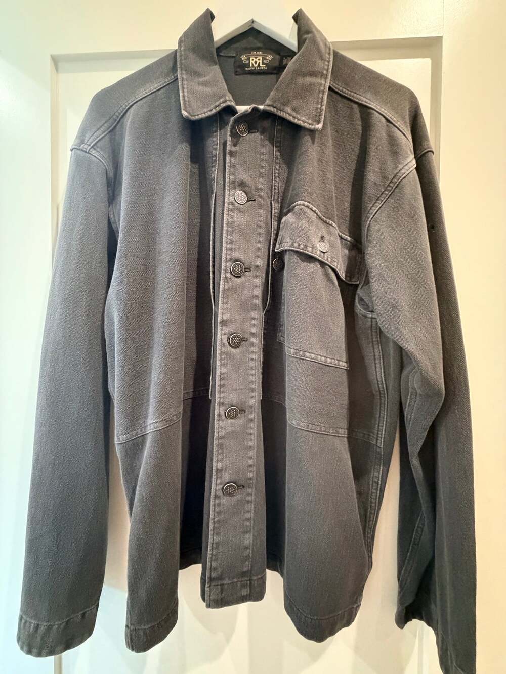 Double RL Washed Black Denim Chambray Shirts - Size Large